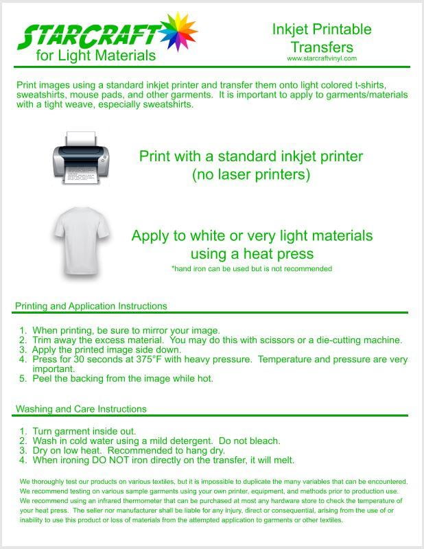 StarCraft Printable Warmth Move 10 Sheet Pack - Mild Products image relating to Walmart Printable Application referred to as StarCraft Printable Warmth Shift 10 Sheet Pack - Mild Material